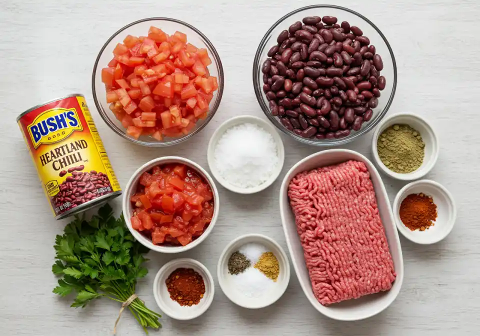 Fresh ingredients for making Bush’s Heartland Chili