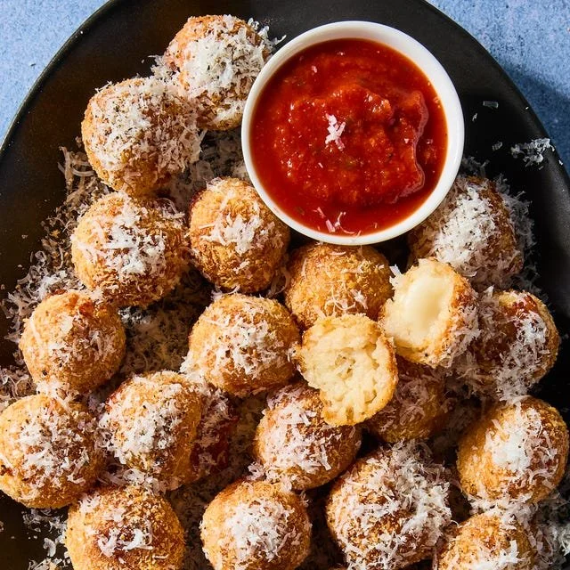 Air Fryer Cheese and Pepper Rice Balls - crispy and cheesy snack