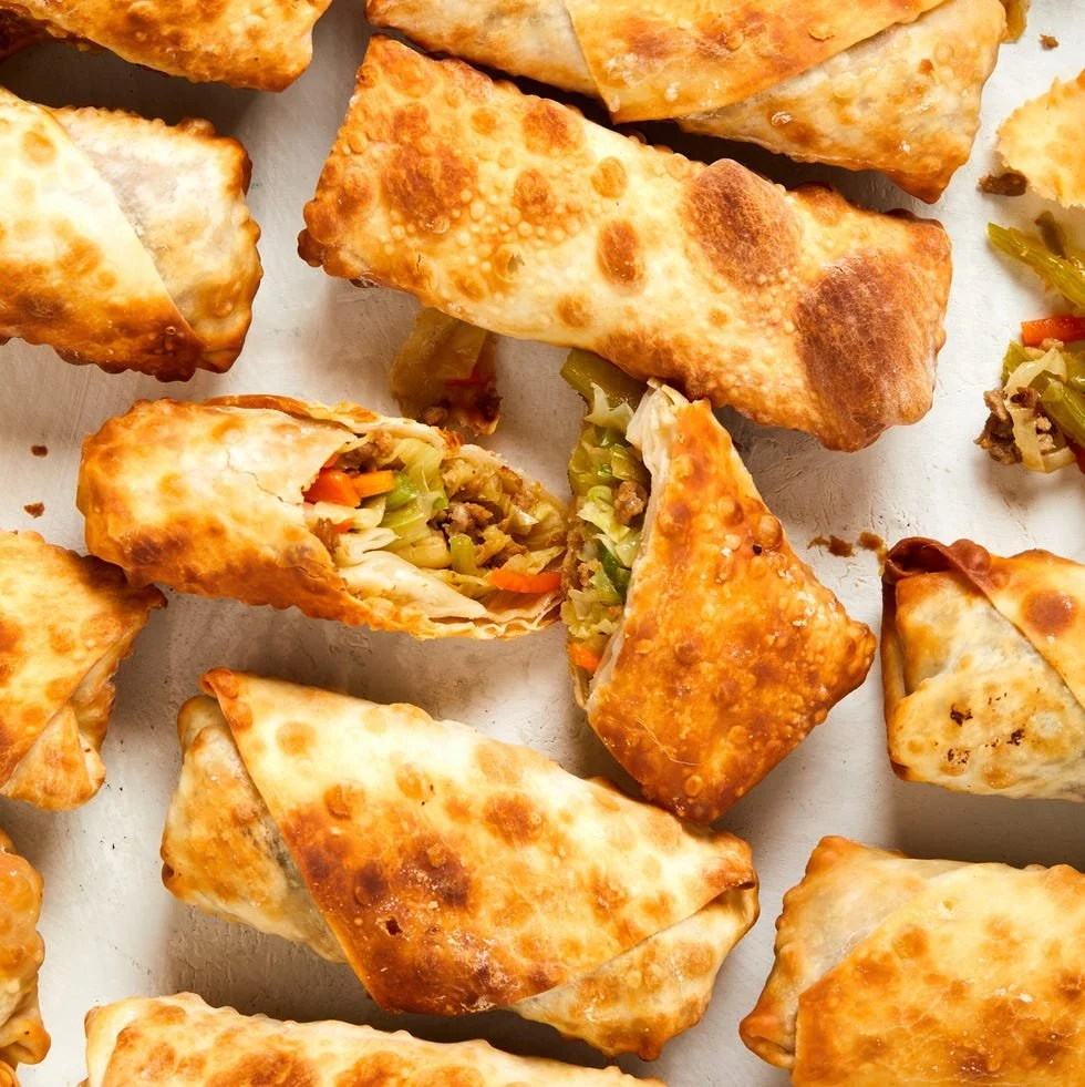 Crispy homemade air fryer egg rolls served on a plate