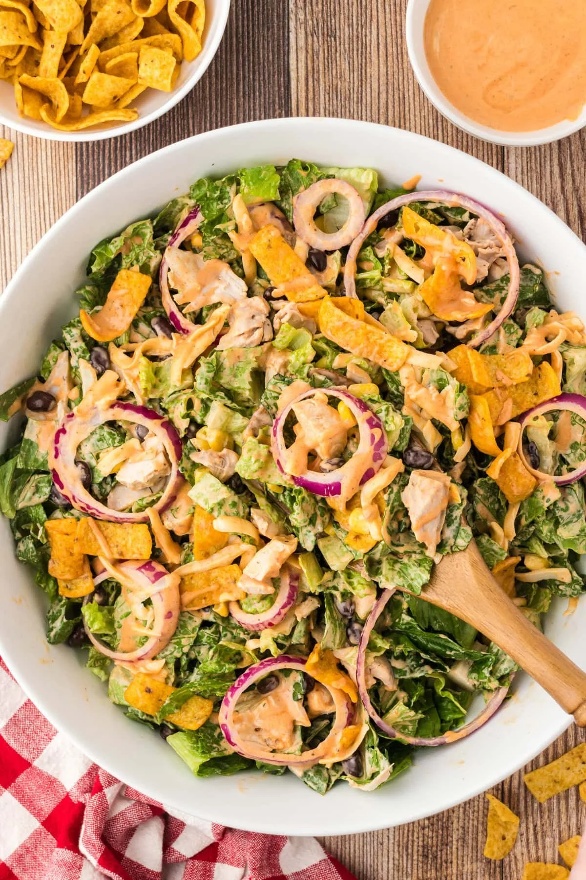 Delicious BBQ Chicken Salad with fresh vegetables and savory dressing
