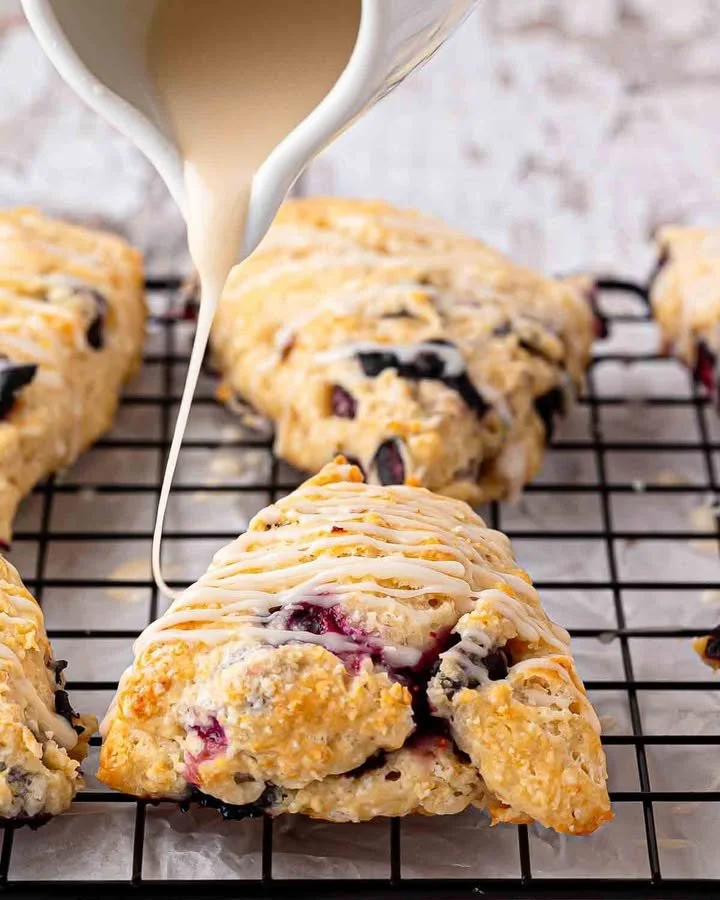 Freshly baked blueberry scones ready to enjoy with a cup of tea
