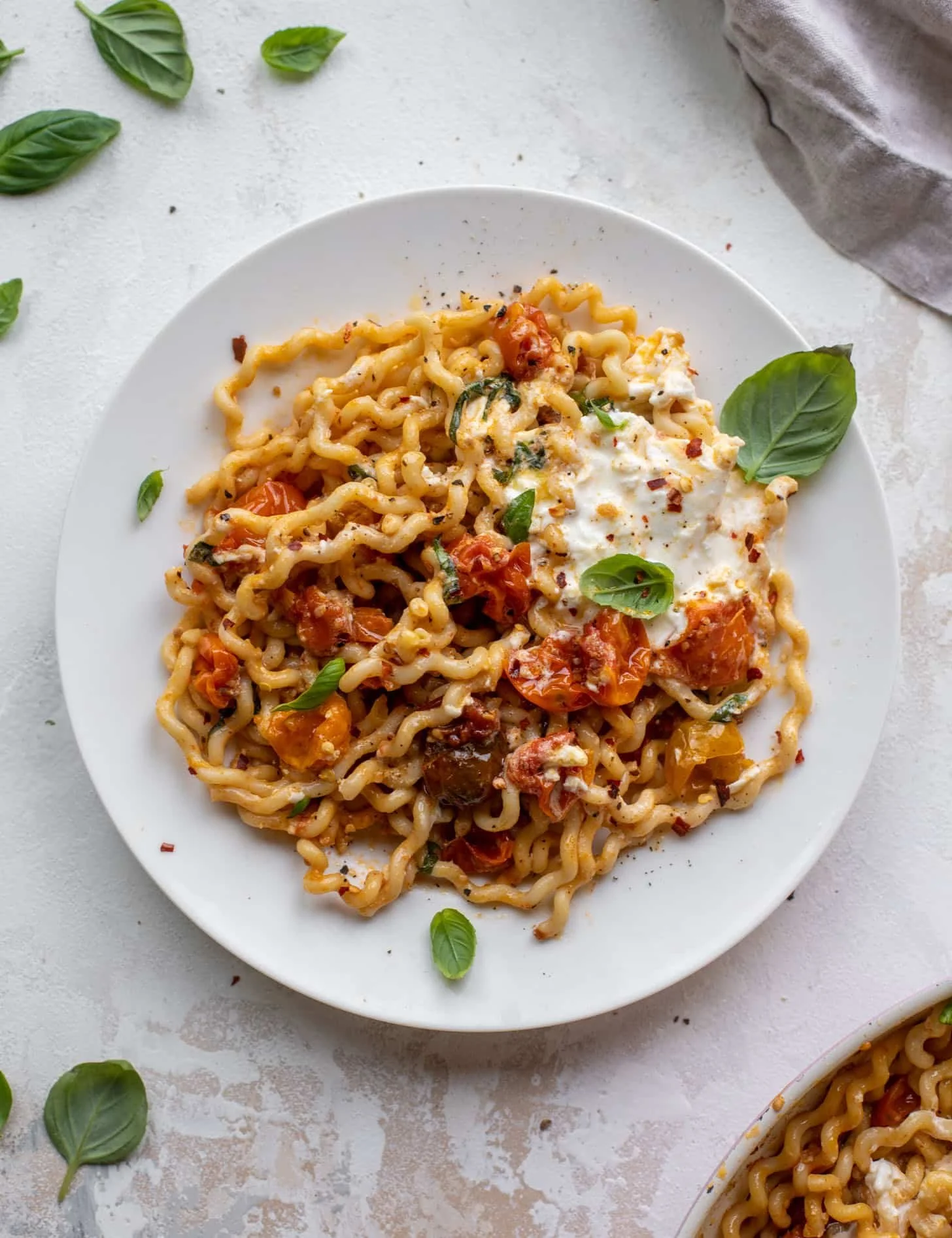 Burst Tomato Burrata Pasta with fresh ingredients and creamy texture