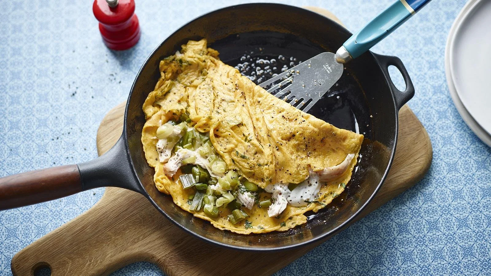 Delicious Chicken and Tarragon Omelette served on a plate