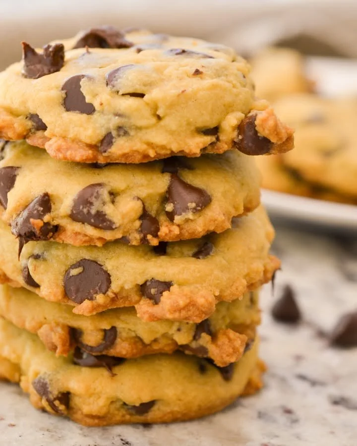 Delicious chocolate chip pudding cookies on a baking sheet.