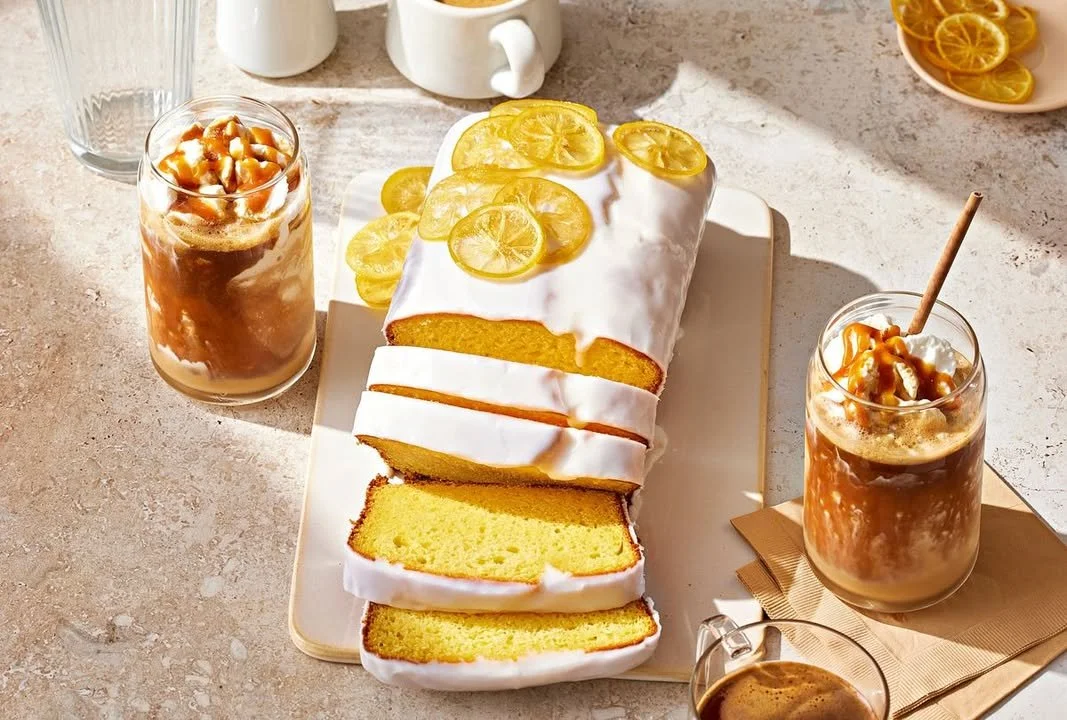 Delicious Iced Lemon Loaf with a sweet glaze on top.