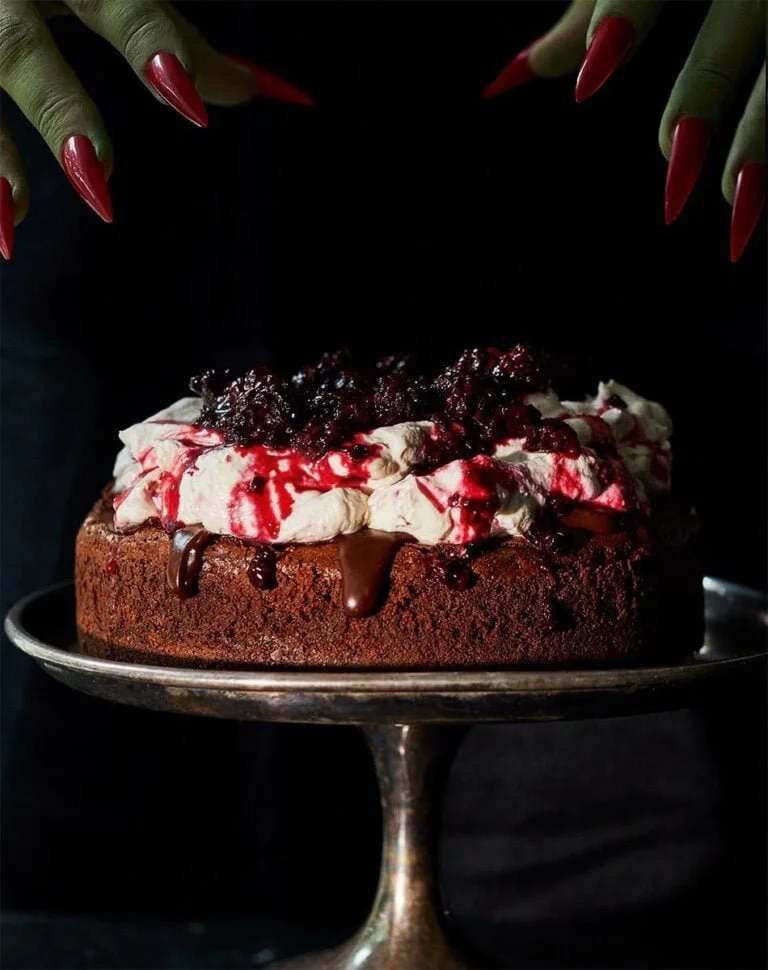 Delicious Halloween Mississippi Mud Pie with chocolate and marshmallows