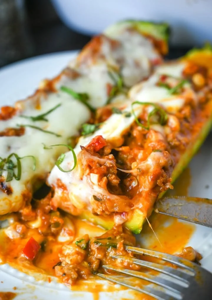 Italian Sausage Zucchini Boats
