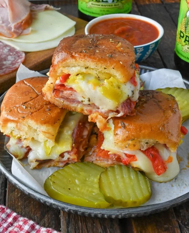 Delectable Italian Sliders served on a platter, showcasing fresh ingredients.