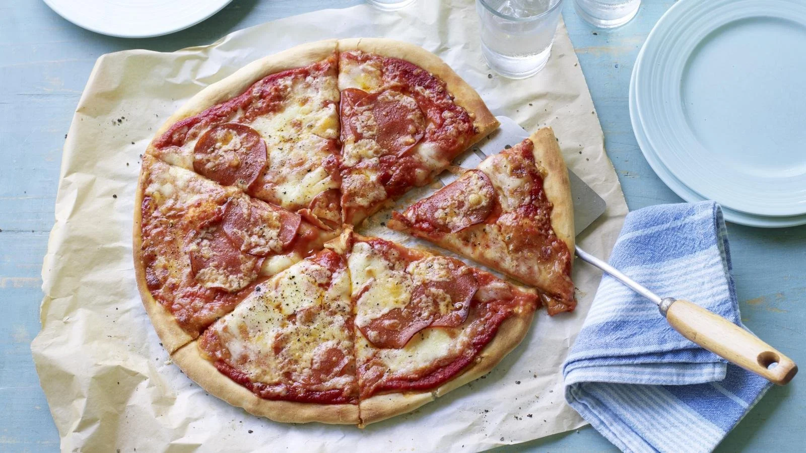 Quick homemade pepperoni pizza with melted cheese and savory toppings