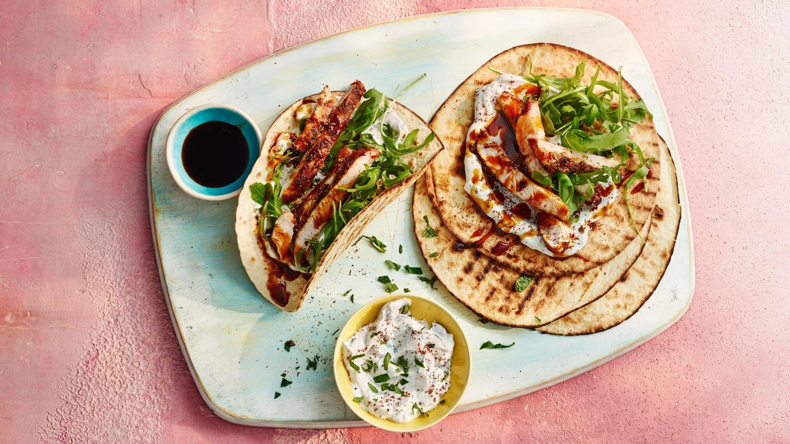 Delicious Ras-el-hanout Chicken Wraps with fresh vegetables