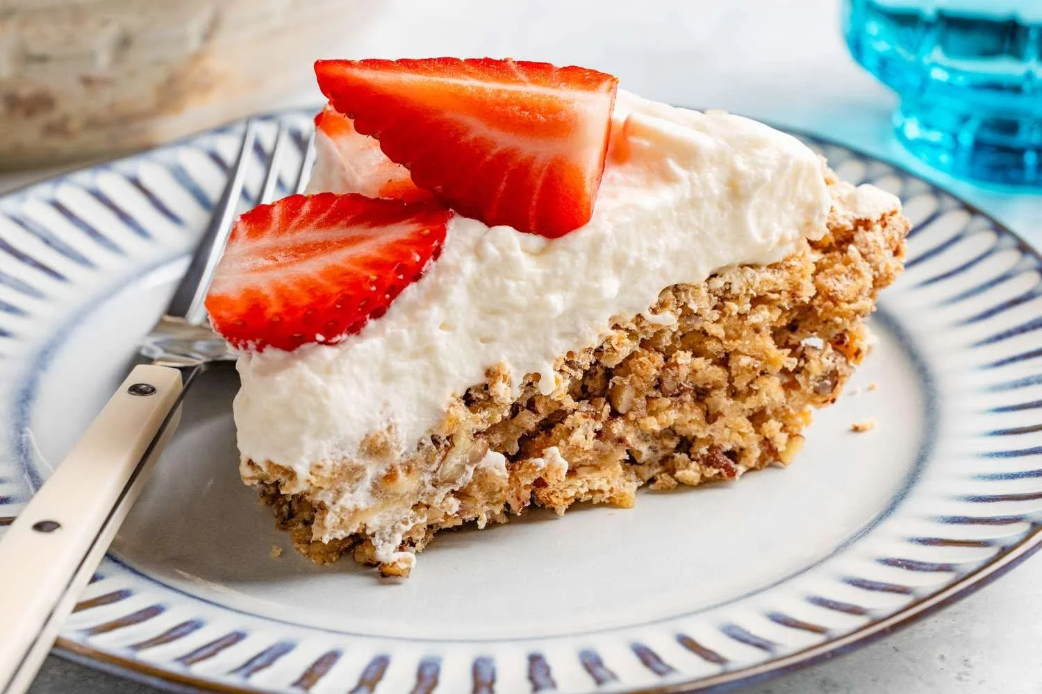 Delicious homemade Soda Cracker Pie served on a plate with a fork