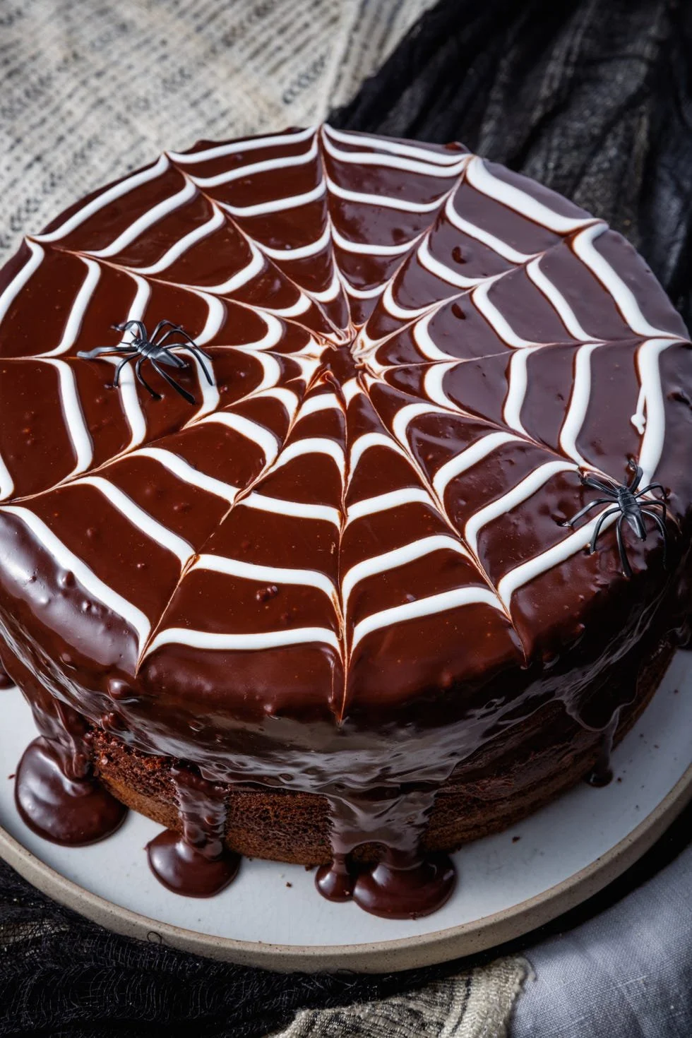 Delicious Halloween Spiderweb Cake with icing decoration