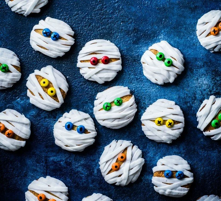 Decorated spooky Halloween biscuits for festive celebrations