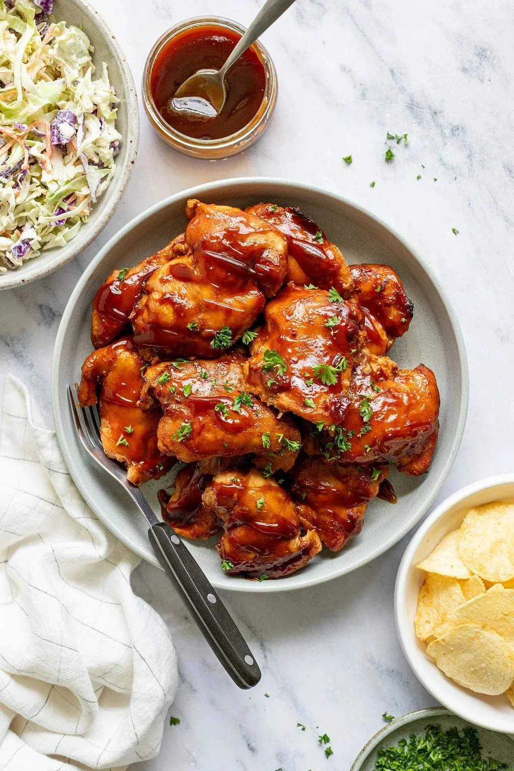 5-Ingredient Slow Cooker BBQ Chicken Thighs