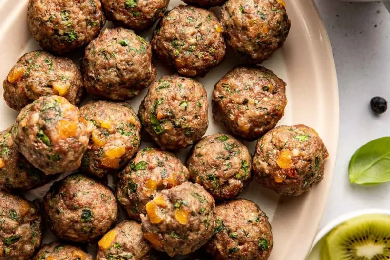 Apricot Basil Breakfast Meatballs