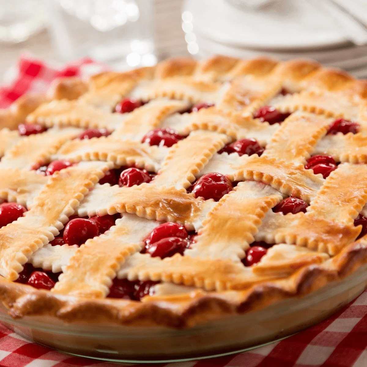 Delicious homemade cherry pie with fresh cherries and flaky crust