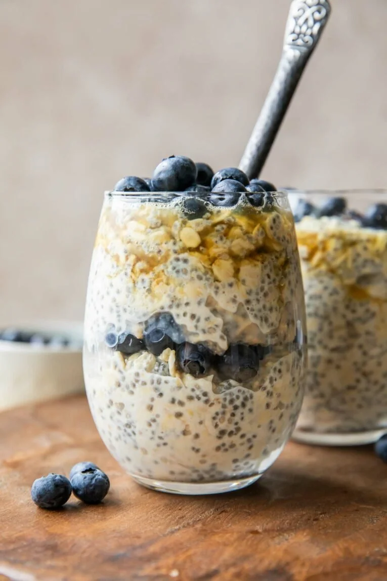 Chia Overnight Oats with Blueberries
