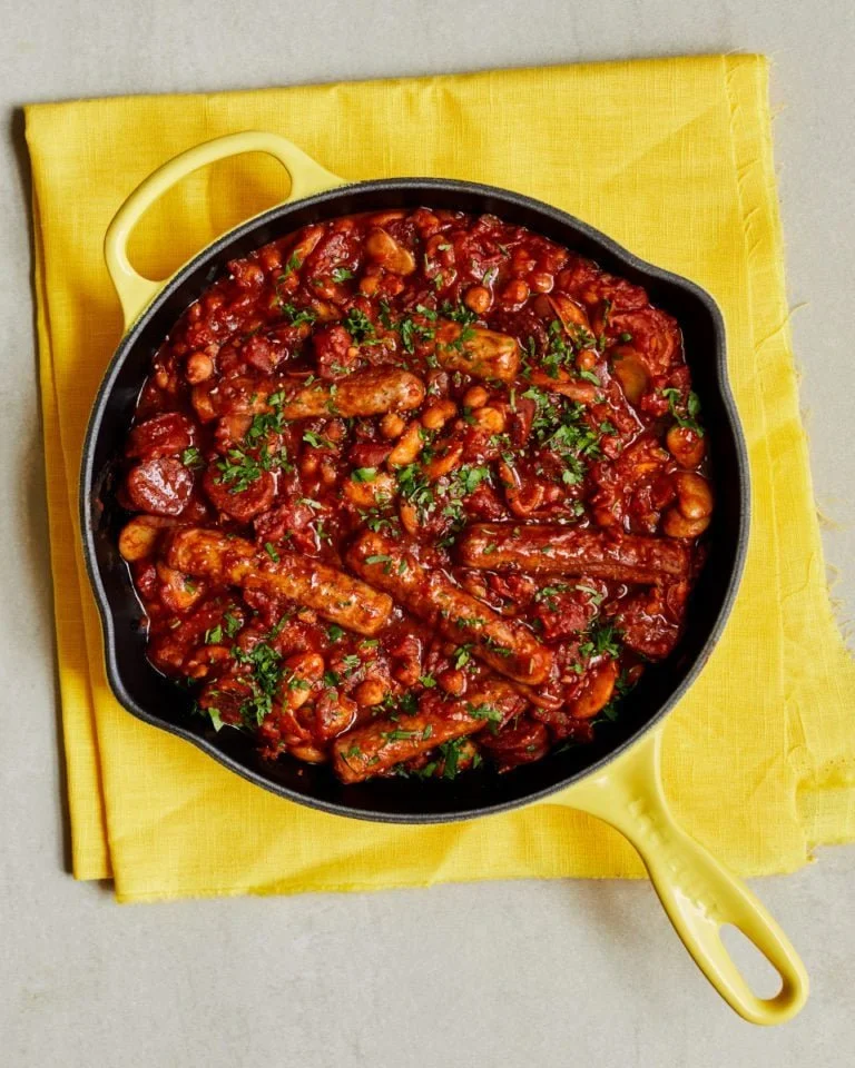A hearty Chicken Sausage Casserole with vegetables baked to perfection.