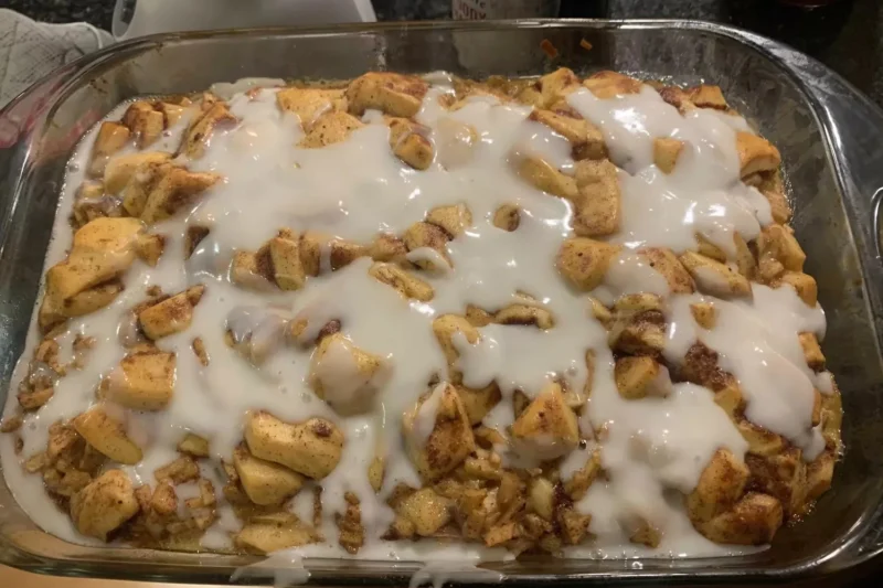 Cinnamon Roll Breakfast Casserole with Spiced Apples
