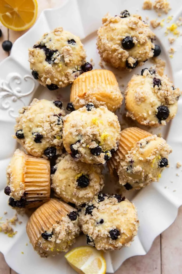 Freshly baked cottage cheese blueberry muffins ready to enjoy.