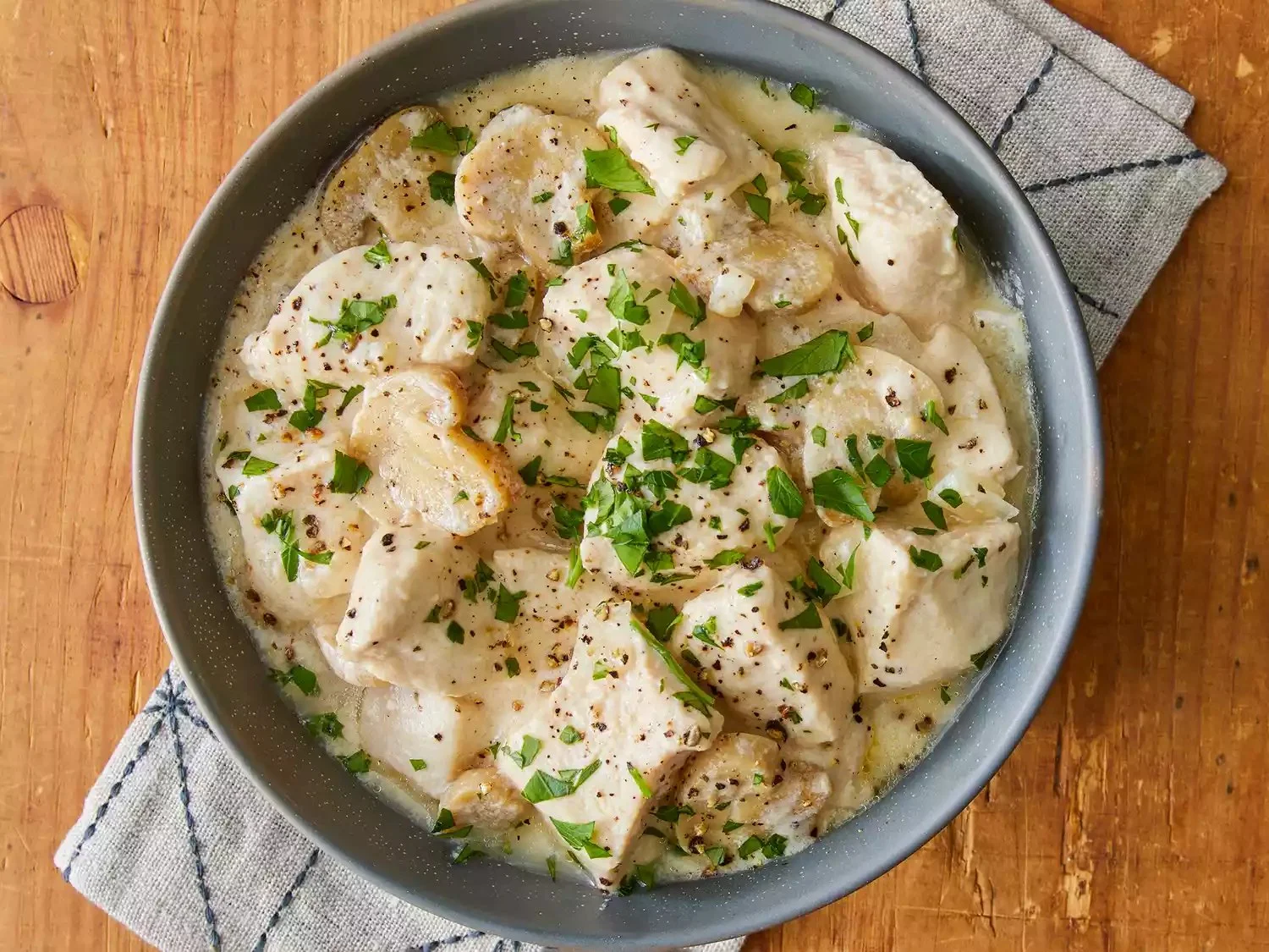 Cream of Mushroom Chicken dish with tender chicken and creamy mushroom sauce