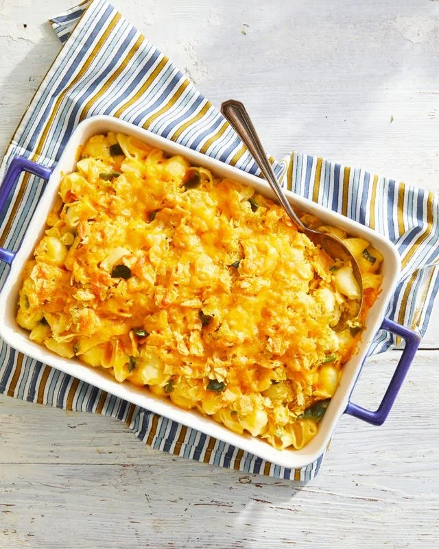 Creamy Baked Mac and Cheese with Poblano Peppers