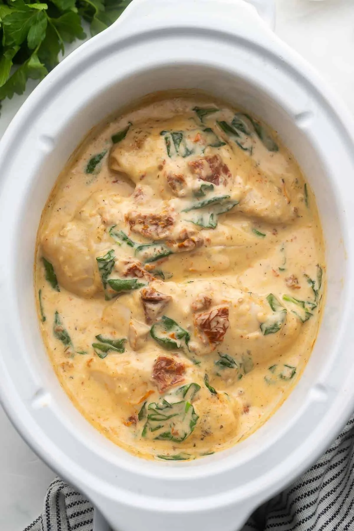 Creamy Crockpot Tuscan Chicken