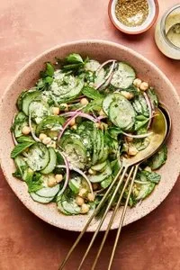 A refreshing cucumber salad with crisp cucumbers and zesty dressing