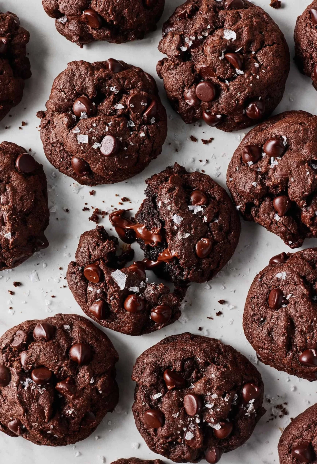 Delicious double chocolate chip cookies fresh from the oven