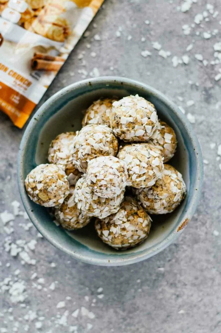 Delicious easy Cinnamon Crunch Protein Bites recipe for healthy snacking