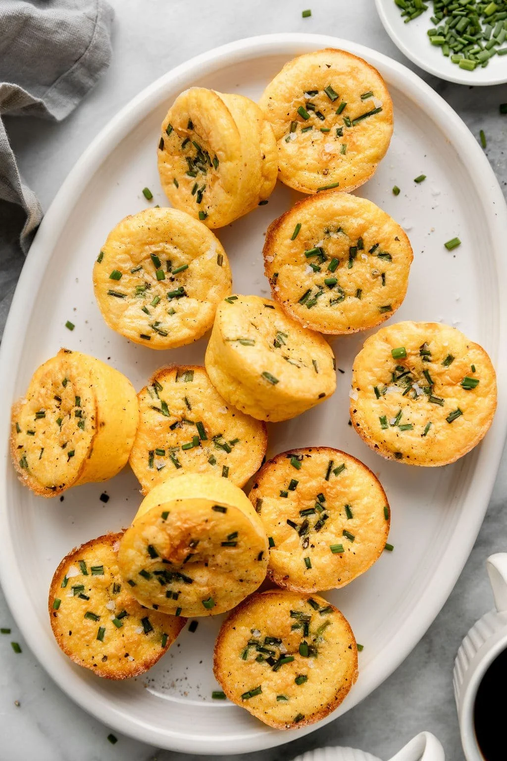 Fluffy and protein-packed egg bites on a plate ready to serve.