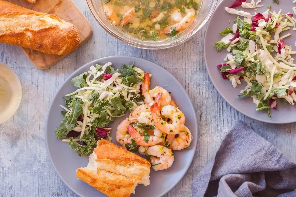 Delicious garlic prawns cooked in a microwave for a quick meal.