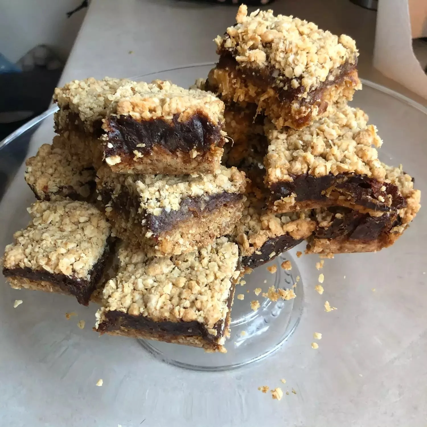 Delicious Gramma's Date Squares with nuts and oats, a nostalgic dessert
