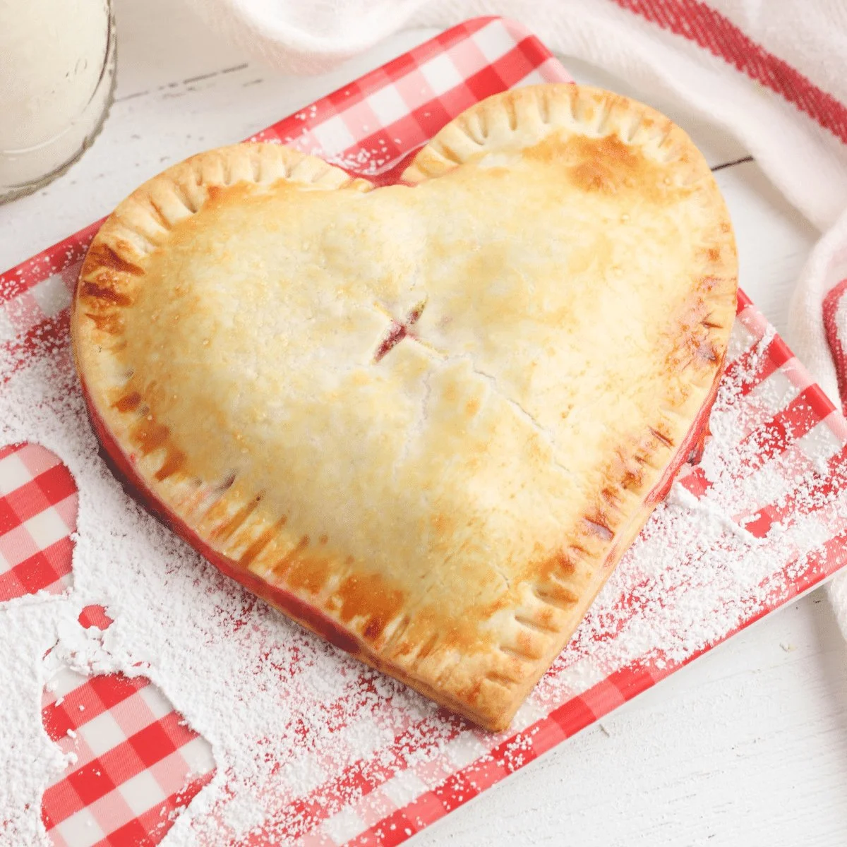 Heart-shaped cherry hand pies fresh out of the oven