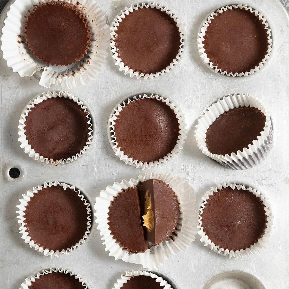 Delicious homemade peanut butter cups made with chocolate and creamy filling