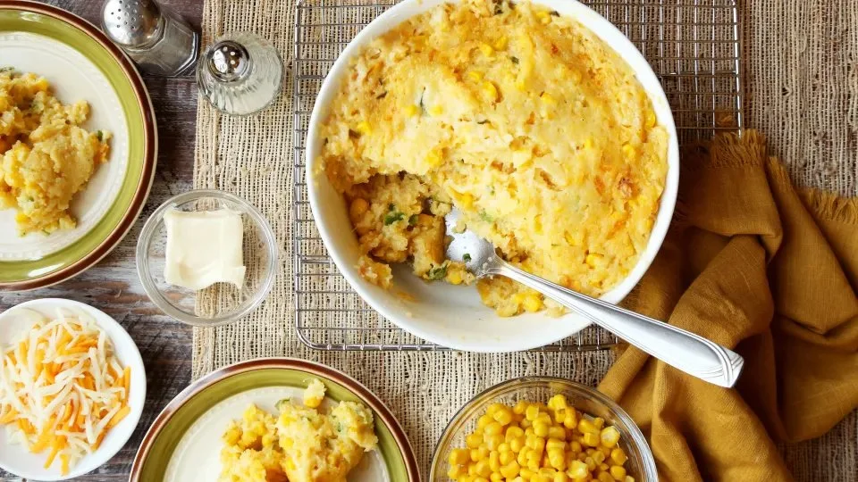 Delicious Instant Pot cheesy jalapeno corn casserole served in a bowl