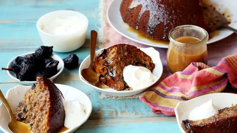 Delicious Instant Pot Figgy Pudding ready to be served for dessert