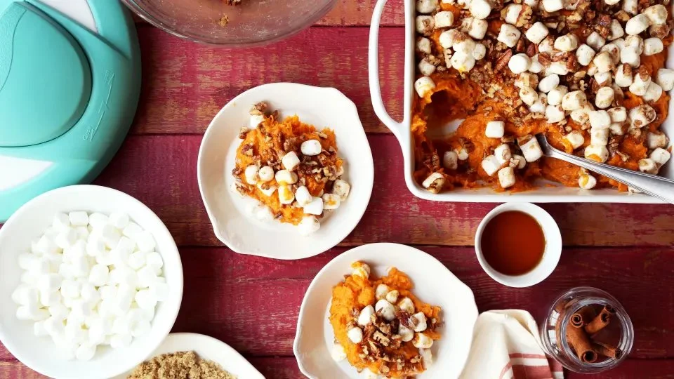 Delicious Instant Pot sweet potato casserole served in a dish