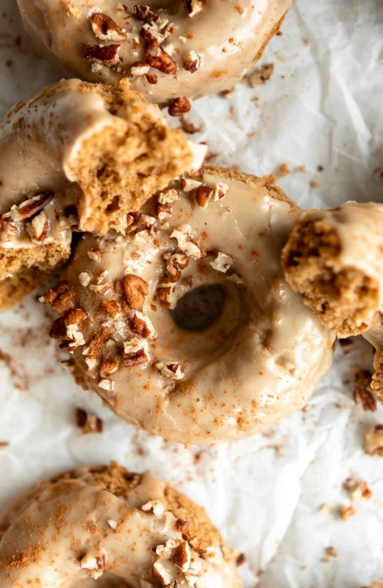 Delicious maple gluten-free donuts on a display plate