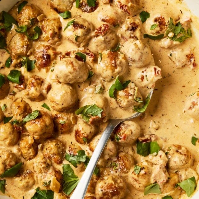 Delicious Marry Me Meatballs prepared and served in a bright kitchen