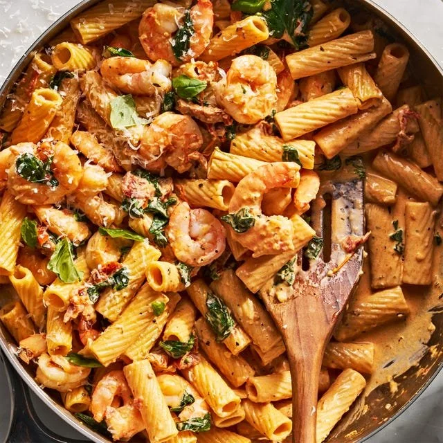 Delicious Marry Me Shrimp Pasta served with herbs and parmesan on a plate