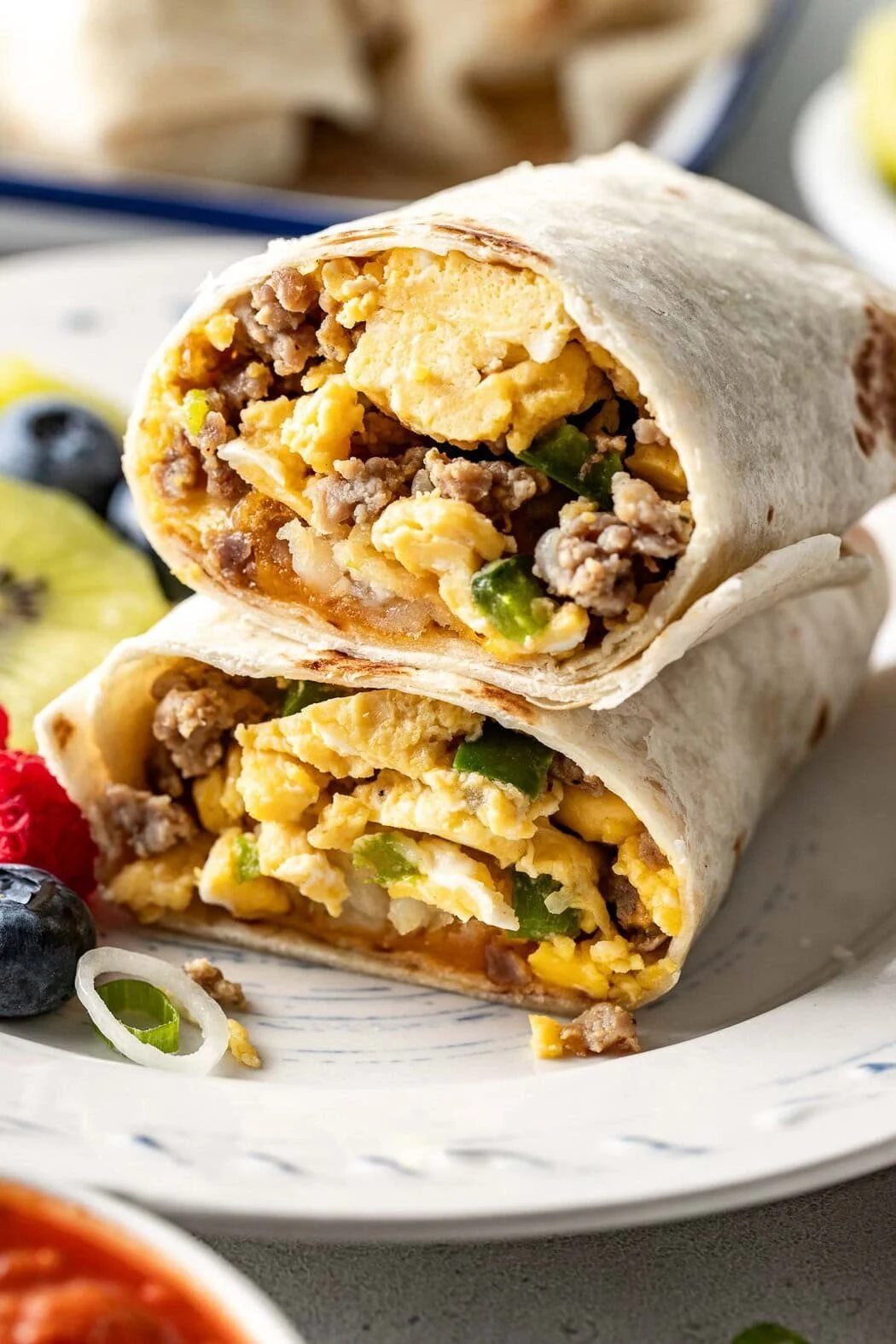 Delicious meal prep breakfast burritos ready for a quick morning meal.