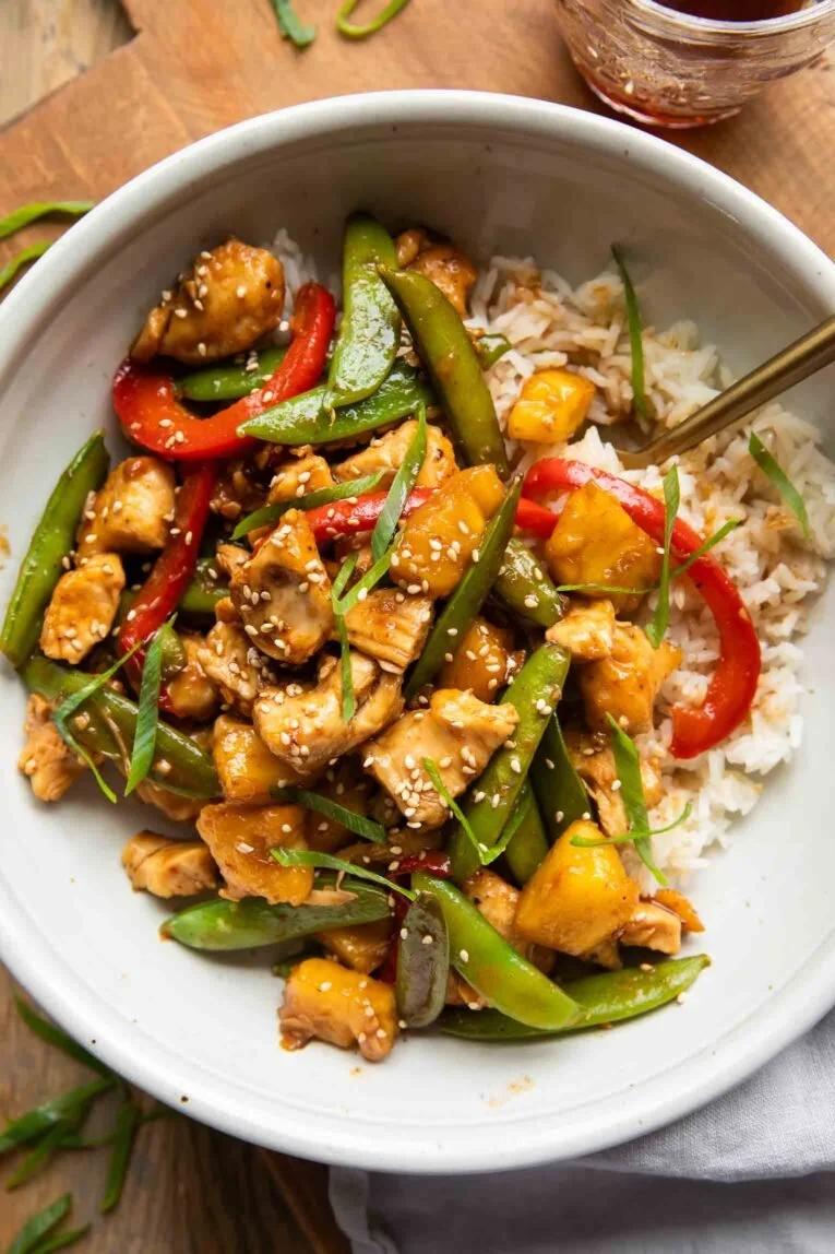 Pineapple Teriyaki Chicken Bowl with vibrant colors and fresh ingredients