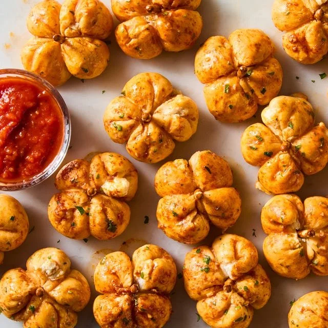 Delicious pizza-stuffed pumpkins filled with cheese and toppings