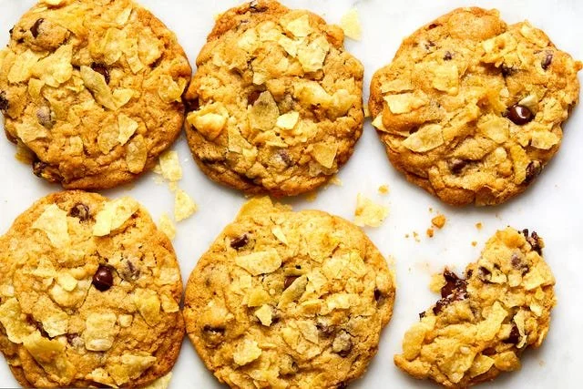 Delicious homemade potato chip cookies on a rustic plate