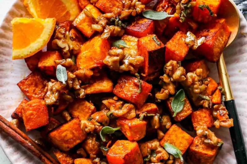 Roasted Butternut Squash with Candied Walnuts