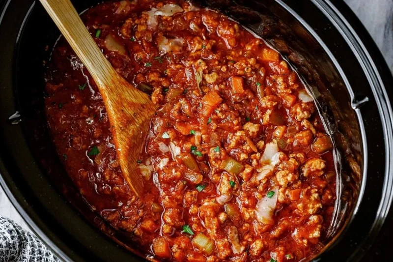 SLOW COOKER GROUND TURKEY RAGU