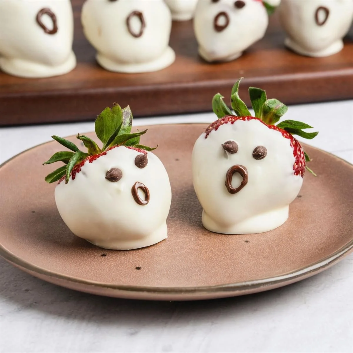 Strawberry ghosts - cute Halloween snacks made with strawberries and whipped cream