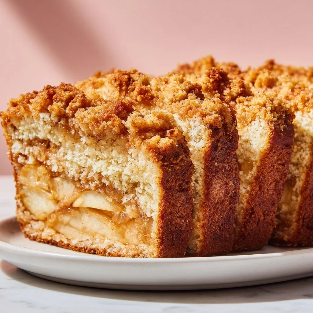 Freshly baked Apple Pie Bread with a delectable streusel topping