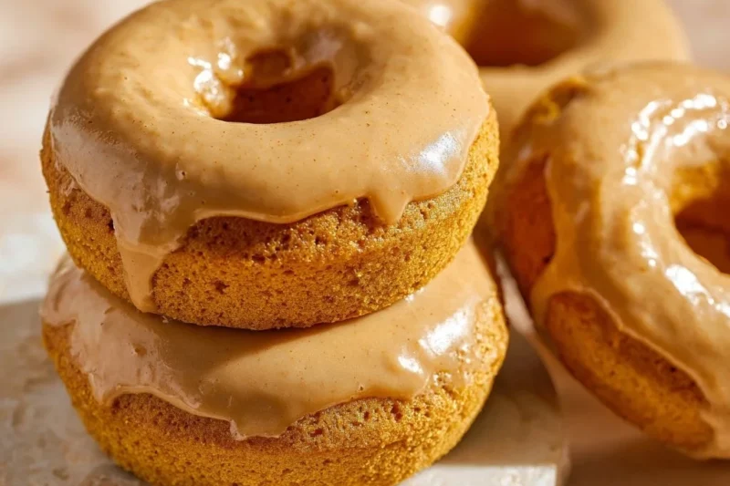 Delicious homemade baked pumpkin donuts topped with cinnamon sugar